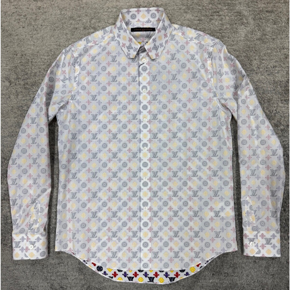Louis Vuitton LVSE Regular Long Sleeve DNA Logo Monogram Button Up Down Shirt M - Picture 2 of 15